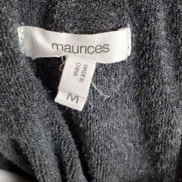Maurices Gray Snap Neck Pullover Sweatshirt Size M Cable Knit Look Long Sleeve C - Picture 4 of 8